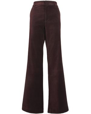 PAIGE Velvet Marlow Flared Trousers - Brown