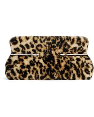 Givenchy Plush Leopard Pinch Clutch - Metallic