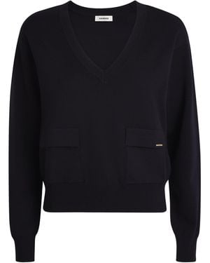 Sandro Wool V-Neck Sweater - Black