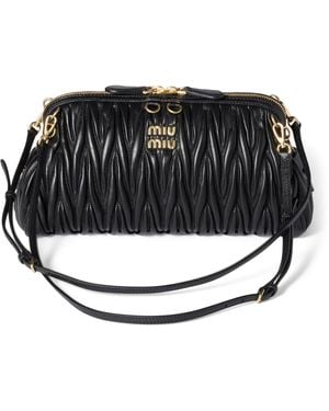 Miu Miu Matelassé Leather Clutch Bag - Black