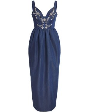 Huishan Zhang Chambray Liviana Midi Dress - Blue