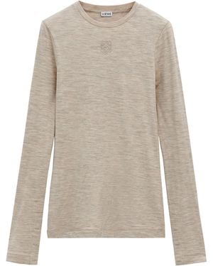 Loewe Wool-Blend Long-Sleeve T-Shirt - Natural