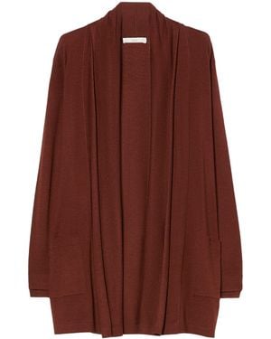 Marina Rinaldi Wool-Silk Waterfall Cardigan - Brown