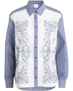 Claudie Pierlot Cotton Cross-Stitch Shirt - Blue