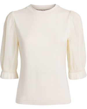 ME+EM Tulle-Sleeve Layering Top - White