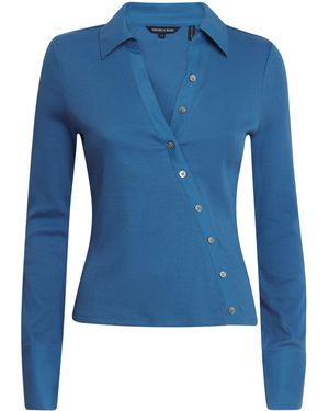 Veronica Beard Asymmetric Button-Down Brenner Top - Blue