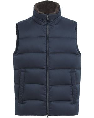 Herno Faux Fur Collar Quilted Down Gilet - Blue