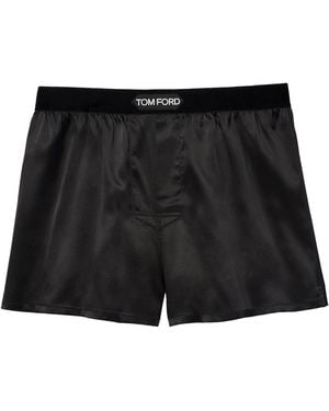 Tom Ford Stretch-Silk Boxer Shorts - Black