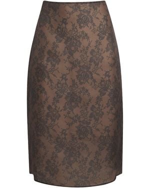 BITE STUDIOS Silk Organza Lace Skirt - Brown