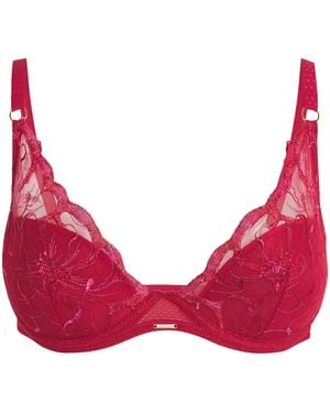 Chantelle Fleurs Plunge T-Shirt Bra - Red