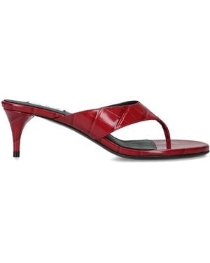 Alaïa Croc-Embossed Leather Infra Thong Mules 55 - Red