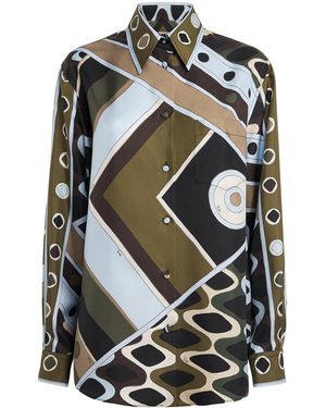 PUCCI Silk Oversized Printed Shirt - Black