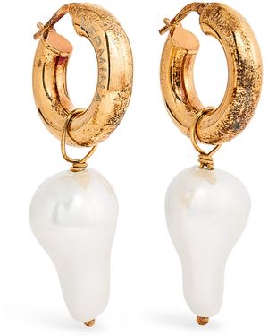 Hermina Athens Mother-Of-Pearl Adella Hoop Earrings - Metallic