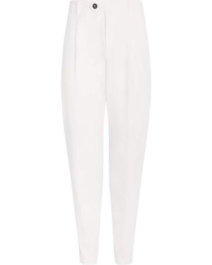 Eleventy Stretch-Cotton Relaxed Trousers - White