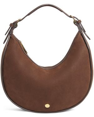 Harrods Small Suede Crescent Shoulder Bag - Brown
