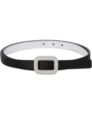 Roger Vivier Satin Viv Choc Strass Belt - Black