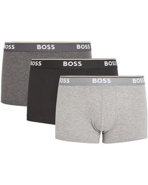 BOSS Stretch-Cotton Logo Trunks - Gray