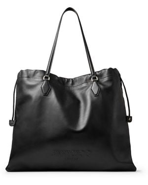 Jimmy Choo Large Leather Drawstring Tote Bag - Black