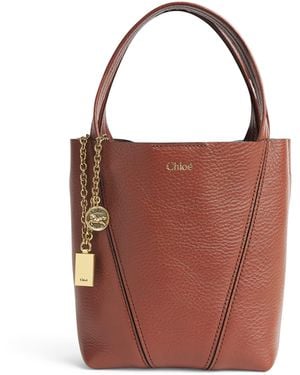 Chloé Small Leather Spin Tote Bag - Brown