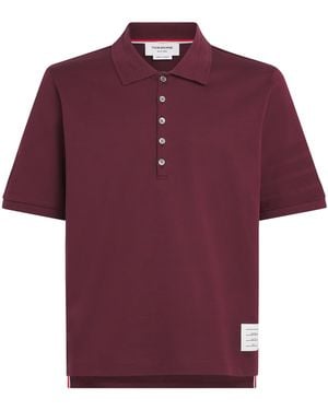 Thom Browne Cotton Milano-Stitch 4-Bar Polo Shirt - Red