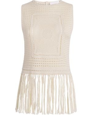 Zimmermann Crochet Fringe Indra Tank Top - White