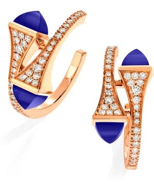 Marli New York Diamond And Agate Cleo Hoop Earrings - Blue