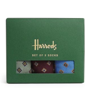 Harrods Cotton-Blend Diamond Socks - Green