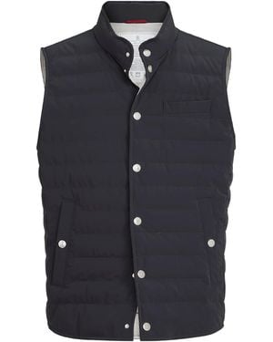 Brunello Cucinelli Bonded Taffeta Down Gilet - Blue