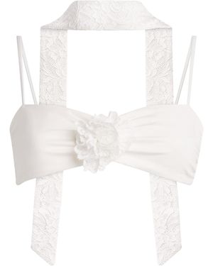 Away That Day Barbuda Bikini Top With Lace Scarf - White