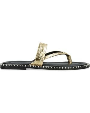 Dries Van Noten Calfskin Contrast Sandals - Metallic