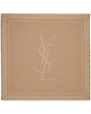 Saint Laurent Cashmere-Silk Cassandre Scarf - Natural