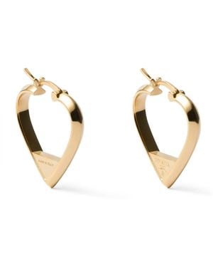 Prada Heart Motif Earrings - Metallic