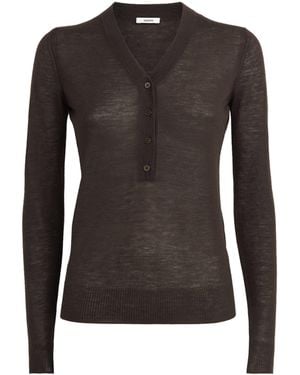 JOSEPH Cashmere Cashair Gillies Henley Jumper - Black