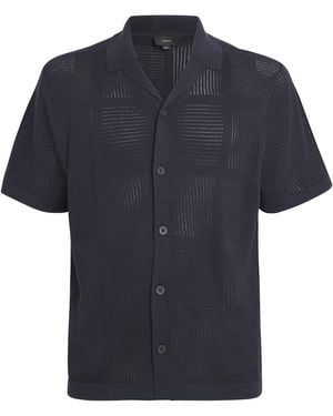 Vince Cotton Pointelle-Knit Cabana Shirt - Blue