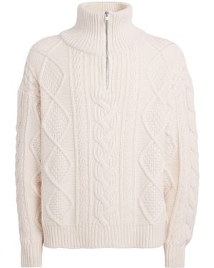 FRAME Wool-Cashmere Half-Zip Sweater - White