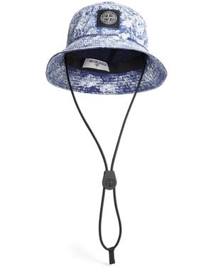 Stone Island Cotton Logo Bucket Hat - Blue