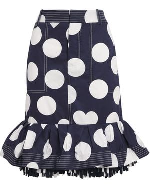 Jacquemus Cotton Polka Dot Cabana Midi Skirt - Blue