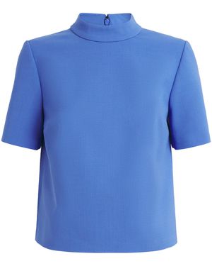 Carolina Herrera Wool-Blend Mock-Neck Top - Blue