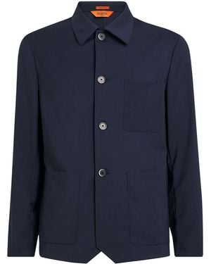 Barena Tropical Virgin Wool Overshirt - Blue