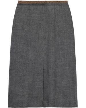 Prada Wool Rush Stitch Midi Skirt - Grey