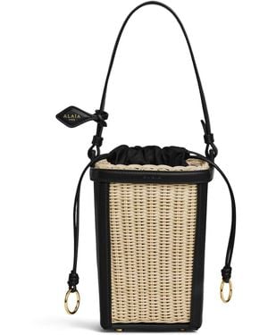 Alaïa Small Wicker Bucket Bag - Black