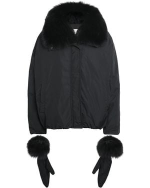Yves Salomon Down-Fox Fur Technical Padded Jacket - Black