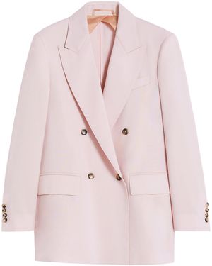 Max Mara Wool-Mohair-Silk Double-Breasted Blazer - Pink