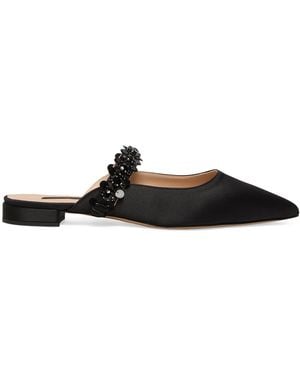 Marina Rinaldi Satin Embellished Mules - Black