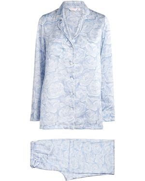 Derek Rose Silk Floral Pyjama Set - Blue