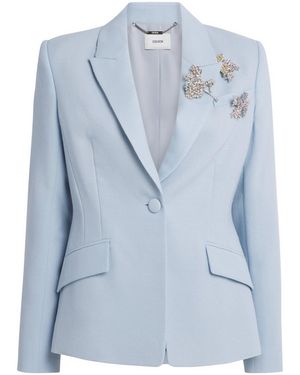 Erdem Wool Crepe Crystal-Embellished Blazer - Blue