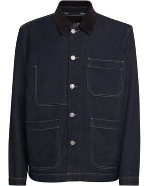 PAIGE Corduroy-Collar Pauler Denim Chore Jacket - Blue
