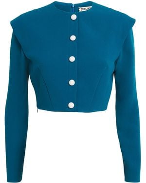 Edeline Lee Georgette Cropped Jab Jacket - Blue