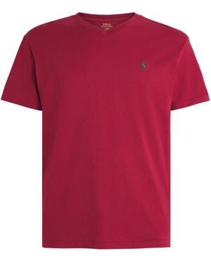 Polo Ralph Lauren Cotton Logo V-Neck T-Shirt - Red
