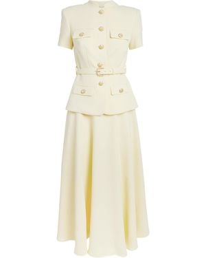 Self-Portrait Crepe Peplum Midi Dress - Metallic